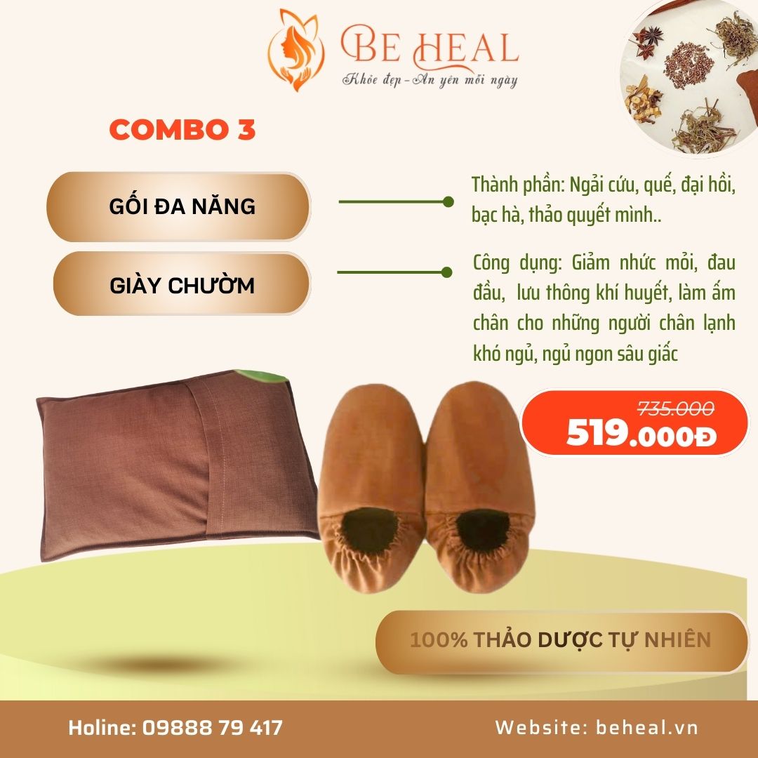 Combo 3: 2 SP: Gối đa năng + giày chườm