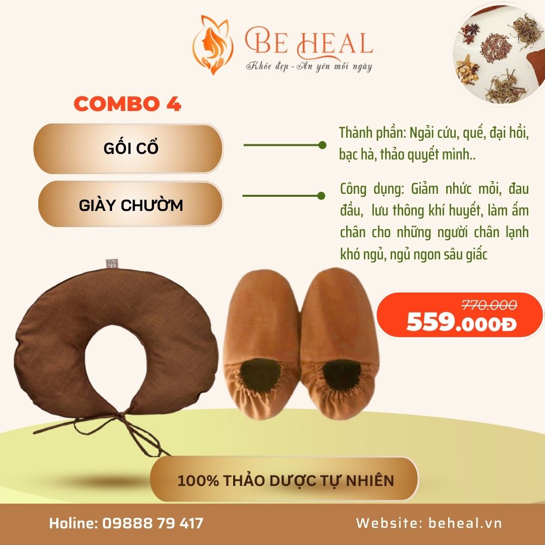 Combo 4: 2 SP: Gối cổ + giày chườm